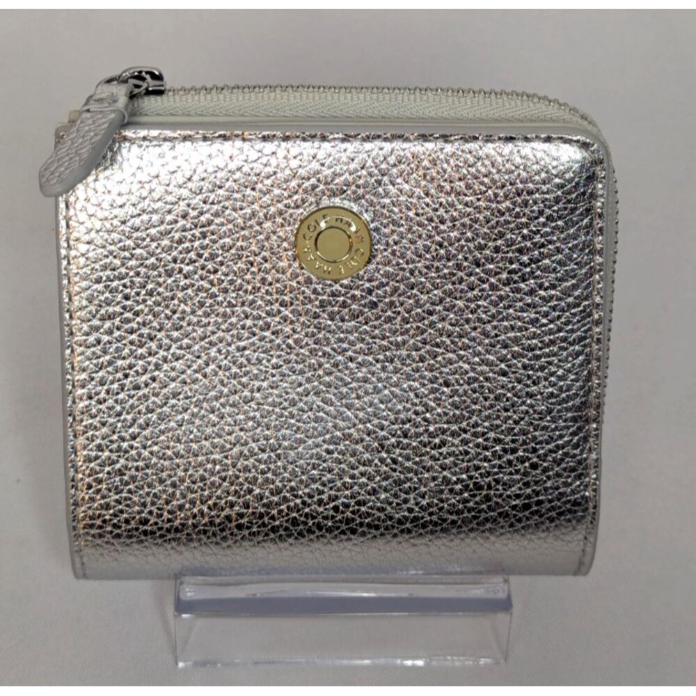 Cole Haan Womens Leather Vartan Card Case Holder Wallet - Silver NWT